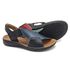 Sandália com Velcro em Couro Preto marinho e vermelho Levecomfort
