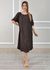Vestido Flavia Linho Italiano Marrom .