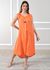Vestido Polly Linho Italiano Laranja .