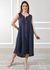 Vestido Polly Linho Italiano Azul Marinho .