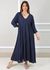 Vestido Regina Linho Italiano Azul Marinho