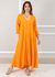 Vestido Regina Linho Italiano Laranja