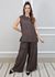 Conjunto Marina Linho Italiano Marrom