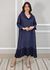 Vestido Leticia Linho Italiano Azul Marinho .
