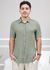 Camisa Masculina Manga Curta Davi - Linho Italiano Verde Militar
