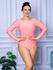 Body Feminino Manga Longa Aberta Rosa