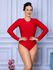 Body Feminino Manga Longa Fechada Vermelho