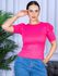 Camiseta Feminina Canelada Manga Princesa Pink
