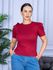 Camiseta Feminina Canelada Manga Princesa Bordo