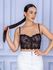 Top Cropped Rendinha Alcinha Preto
