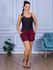 Short Canelado com Bolso Marsala