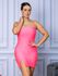 Vestido Curto Suplex Tubinho Alça com Fenda Pink