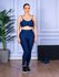 Conjunto Calça Legguing e Top Alça Costa Aberta Azul Marinho