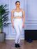 Conjunto Calça Legguing e Top Alça Costa Aberta Branco