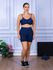 Conjunto Shorts e Top Alça Costa Aberta Suplex Azul Marinho