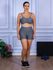 Conjunto Shorts e Top Alça Costa Aberta Suplex Cinza Mescla