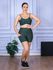 Conjunto Shorts com Bolso e Top Alça Costa Aberta Suplex Verde Militar