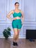 Conjunto Shorts com Bolso e Top Alça Costa Aberta Suplex Verde Piscina
