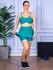 Conjunto Shorts Saia e Top Alça Costa Aberta Suplex Verde Piscina