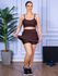 Conjunto Shorts Saia e Top Alça Suplex Marrom