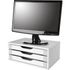 Gaveteiro de Mesa Suporte para Monitor 3 Gavetas Madeira MDF - Branco/Branco