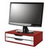 Suporte para Monitor Gaveteiro de Mesa 2 Gavetas Madeira - Vermelho/Branco
