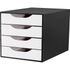 Gaveteiro De Mesa Easy Box 4 Gavetas Madeira - Preto/Branco