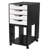 Gaveteiro De Mesa Easy Box 4 Gavetas Madeira com Base - Preto Black Piano/Branco