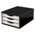 Gaveteiro de Mesa 3 Gavetas Madeira Mdf - Preto Black Piano/Branco