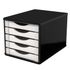 Gaveteiro de Mesa 5 Gavetas Madeira MDF - Preto Black Piano/Branco
