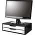 Suporte para Monitor Gaveteiro de Mesa 2 Gavetas Madeira - Preto Black Piano/Branco