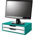 Suporte para Monitor Gaveteiro de Mesa 2 Gavetas Madeira - Azul/Branco