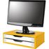 Suporte para Monitor Gaveteiro de Mesa 2 Gavetas Madeira - Amarelo/Branco