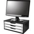 Gaveteiro de Mesa Suporte para Monitor 3 Gavetas Madeira MDF - Preto Black Piano/Branco