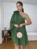 Vestido Nula Manga Flor Verde