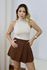 Blusa Feminina Gola Alta Cavada Areia