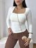 Blusa Manga Longa Decote Quadrado Poliamida Bia Off