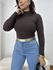 Blusa Lisa Canelada Marrom