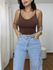 Cropped Feminino Alça Decote Degagê Marrom