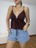 Blusa Feminina Amarração Crepe Marrom
