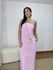 Vestido Frente Única Longo Crepe Rosa