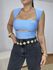 Cropped Feminino Busto Vazado Azul