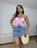 Blusa Bata Babados Tule Rosa