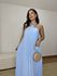 Vestido Frente Única Plissado Azul