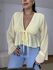 Blusa Bata Amarração Manga Ampla Amarela