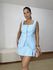 Conjunto Feminino Colete e Short Saia Azul