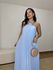 Vestido Frente Única Plissado Azul