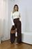Calça Pantalona Feminina Alfaiataria Malu Marrom