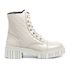 Coturno Couro Off White Tratorado Bordado Matelasse