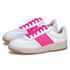 Tênis Casual De Couro Feminino Branco E Rosa Cristal